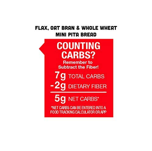 Joseph's Low Carb MINI Pita Bread 2-Pack, Flax, Oat Bran and Whole Wheat, 5g Carbs Per Serving, Fresh Baked (8 Per Pack, 16 MINI Pita Breads Total)