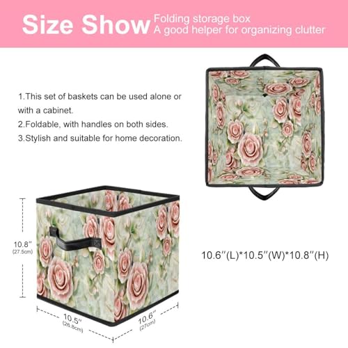 Boîte de rangement pliable cube motif fleur rose pour placard
