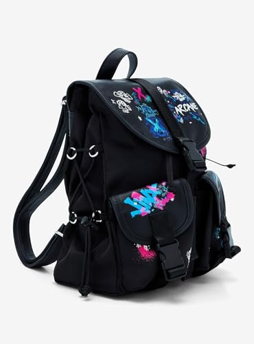 Arcane Graffiti Glow-In-The-Dark Slouch Mini Backpack BLACK NONE2