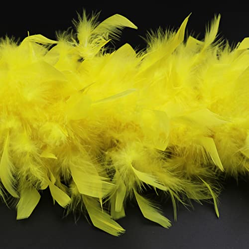 Wanruida 2 Yards 90G Yellow Turkey Feathers Chandelle Boa Dancing Wedding Crafting Party Dress Up Halloween Decoratio #TOP5