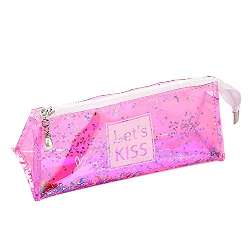 Preisvergleich Produktbild Jingyuu Federmäppchen, transparent, Rosa, für Stifte, Bürozubehör, Schreibwaren, Schulmaterialien