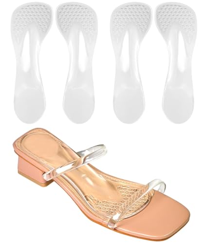 2 Pares Plantillas de Gel para Mujer, Plantillas Tacones Altos, Soporte de Arco, Suitable para Zapatos Vestir, Sandalias, Botas Planas y Tacones Altos, Transparente