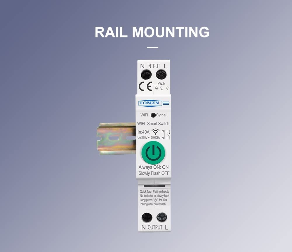 Interruttore 1P+N WiFi Smart Switch 40A Misuratore di Energia Kwh Monitoraggio Interruttore Timer Relè MCB