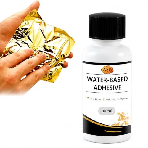Image of 100 Sheets 8x8cm Gold Leaf Sheets Foil Paper with Water-Based Gilding Adhesive Glue | 100ml Gold Leaf Glue for Gilding, Resin Art, DIY Crafts, Furniture, Canvas, Glass & Home Decor