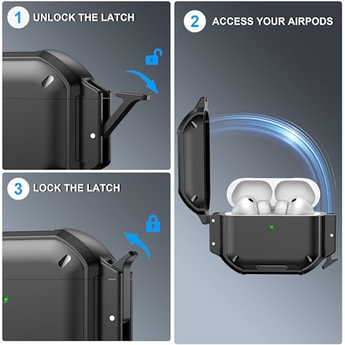 Image of RFUNGUANGO IP68 Waterproof AirPods Pro 3 Case with Lock, Black