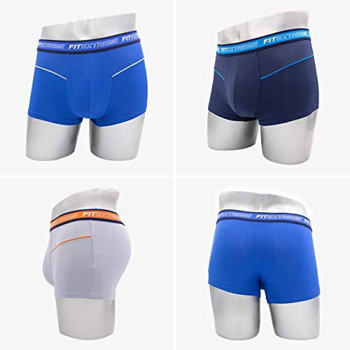 FITEXTREME Mens 5 Pack Cool Sporty Performance Stretch Short Boxer Briefs M