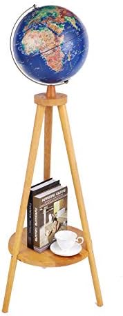 Globes Floor Globe Creative Three-Legged Wooden Floor-Standing Vintage Embossed Globe Geographic Globes (Color : Yellow, Size : 42cm) (Yellow 30cm)