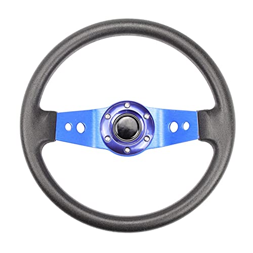 Volante deportivo de coche, volante deportivo, volante modificado para golf, 33 cm, timón móvil de aluminio (azul)