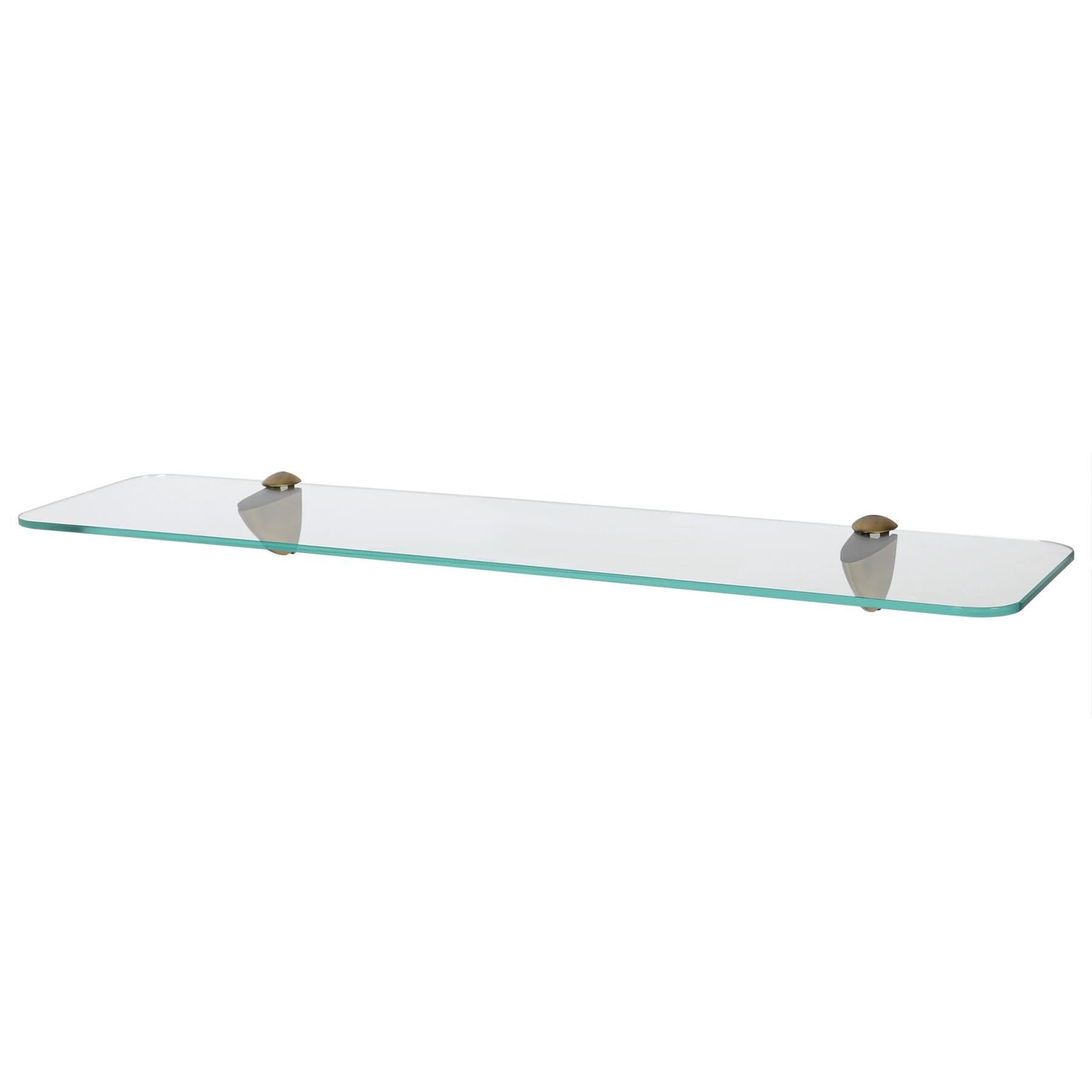 Harbour Housewares Rounded Floating Glass Bathroom Shelf - 60cm - Clear/Gold - 1x Wall-Mounted Kitchen Bedroom Shower Room Décor Caddy Towel Storage Organiser Shelving Rack with Brackets