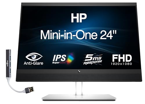 Image of HP Mini-in-One 24 inch FHD Monitor with DKZ Hub, Built-in Microphone, Speakers & Webcam, Black /Silver (7AX23A8#ABA) only Compatible with EliteDesk 705 /800 G5 Mini & ProDesk 400 /600 G5 Mini