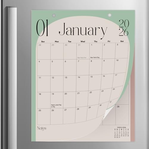 Vertical Arc Design Magnetic Calendar for Fridge January 2026 to June 2027, 13.5x11 Inches 18-Month Fridge Calendar Magnet, Perfect for Double Door French Fridge