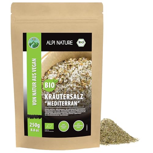 Alpi Nature Hierbas y Especias Mediterráneas Orgánicas 250g, Sal de Hierbas Mediterránea, Mezcla de Especias