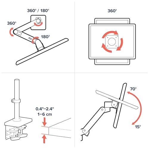 Image of Ergotron - Upgraded LX Pro Premium Monitor Arm, Single Monitor Desk Mount - fits Flat Curved Ultrawide Computer Monitors up to 34 Inches, 4 to 22 lbs, VESA 75x75mm or 100x100mm - Tall Pole, White