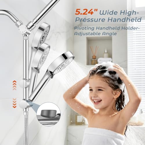 IUERASD Dual Shower Head with Handheld Combo High Pressure Chrome,Slide Bar by IUERASD - Used condition - Image 6