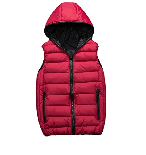 Otoño e invierno chaleco de doble cara para hombre chaqueta sin mangas coreana chaleco casual con capucha, rosso, XL