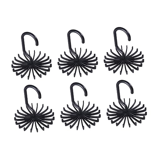 Cabilock 6Pcs Non Slip Rotating Tie Hanger Rack for Ties Scarves Space Saving Organizer for Closet Black Design for Men Women