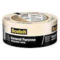 Scotch General Purpose Masking Tape, 1.88 in x 60.1 yd, Beige, Sticks for Up to 5 Days, Removes Easily Without Leaving Sticky Residue, Easy-to-Tear Masking Tape (2050-48MP)
