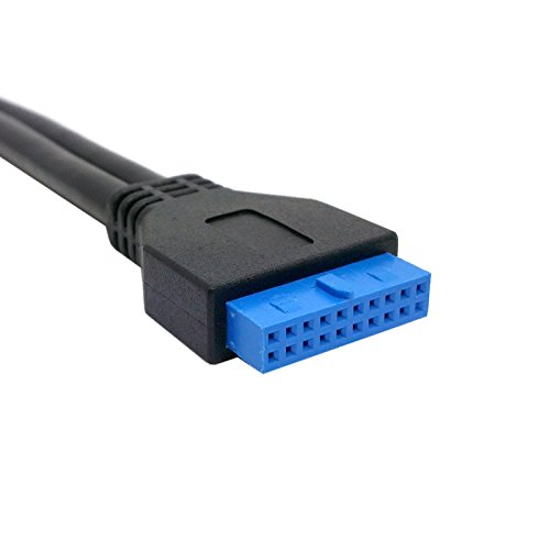 chenyang USB 3.0 Front Panel Header 19/20Pin 1 Male to 2 USB 3.0 Female Chassis Back Panel Port Extension Cable 50cm with 80mm PCI-E Slot Bracket - Image 4