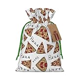Bolsas de regalo con cordón con estampado de pizza, para temporada de vacaciones, cumpleaños, aniversarios y cualquier ocasión especial