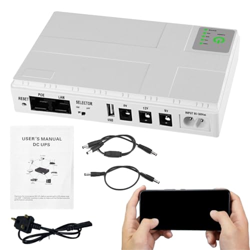 UPS PoWwer Supply - 10400 MA UPS Uninterruptible Supply DC Backup | Portable Security Camera Monitoring System Battery Pack Device | Router Adapter | Modem Battery Pack