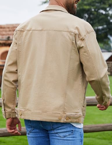 Image of Bindefon Denim Jackets for Men Trucker Jean Jacket Unlined Coats Spring Fall Outfits