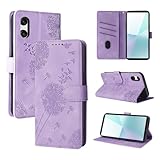 Rostsant Handyhülle für Sony Xperia 10 VI 5G - Löwenzahn PU Leder Flip Case Brieftasche Tasche Mit Magnetverschluss - Violett