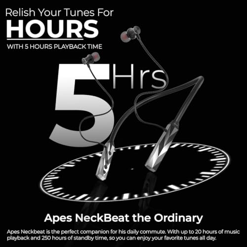 Image of APES NeckBeat Wireless Bluetooth Neckband, 18Hrs Playtime, 10mm Dynamic Driver (Silver)