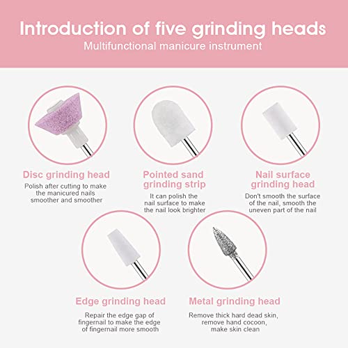 MAYCREATE® Electric Nail Drill Machine Kit, 5 Polish Bits,Adjustable Polishing Speed USB Rechargable Professional Nail Drill Machine Set for Various Nail Art Tools - Image 6