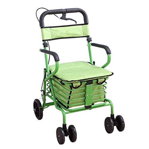 ウォーカー、高齢者用折りたたみショッピングカート、シート付き大容量炭素鋼トロリー、シニア男性釣りウォーキングウォーカー kxtmm
