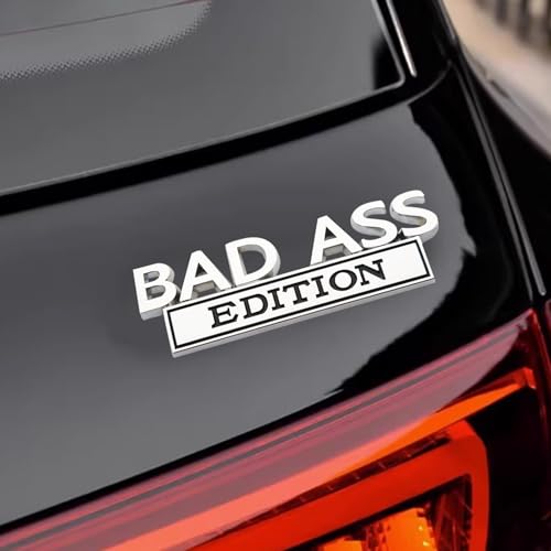 Image of Car Modification Label, Bad Ass 3D Fender Badge Decal Car Sticker, Car Funny Modification Label Decal, Car Fender Bumper Sticker Body Sticker Fit for Universal Vehicle(Silver &Black)
