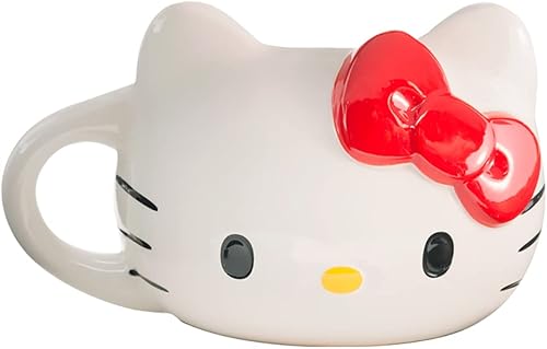 Bioworld Hello Kitty - Taza de cerámica esculpida de 16 onzas