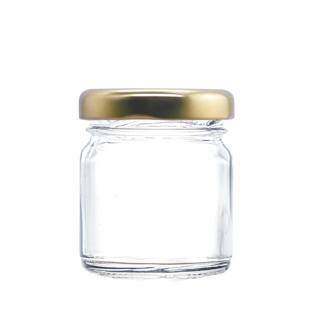 100 x Einmachglaser 41ml., Marmeladenglaser mit deckel golden. Ideal fur kleine geschenke und hochzeitsbevorzugungen. Portionsgrosse fruhstuck.