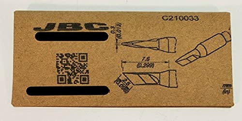 JBC Lötspitze Serie C210, Sonderform, C210033/2,5 mm, Klinge C210033 (2210 AD2210 C210 Loetkartusche Loetpatrone Loetspitze Lötkartusche Lötpatrone T210-A)
