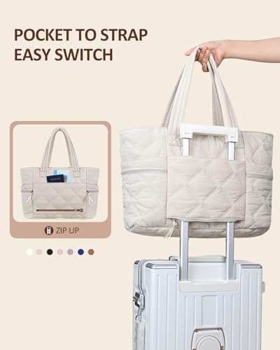 Prite gesteppte Einkaufstasche für Frauen Große Puffer Reise Umhängetasche Handtasche Leichte flauschige Lehrerin Krankenschwester Tasche für Arbeit, Fitnessstudio, Schule