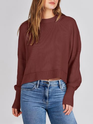 Image of ANRABESS Cropped Sweaters for Women Long Sleeve Oversized Fall Outfits