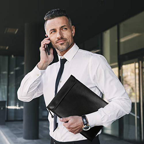 Fireproof Waterproof Money Document Bag - 3 Pack Safe Upgraded Zipper Bags, Fire & Water Resistant Storage Organizer Pouch For A4 A5 Documents Holder,File,Cash,Jewelry,Passport,Tablet,Laptop (Black) #TOP5