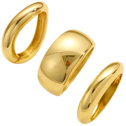 Chunky Gold Bangle Bracelets for Women, 14k Gold Plated Dainty Cuff Stackable Bangles Set, Trendy Bracelet Stack Fashion Jewelry Gifts (02-GOLD)