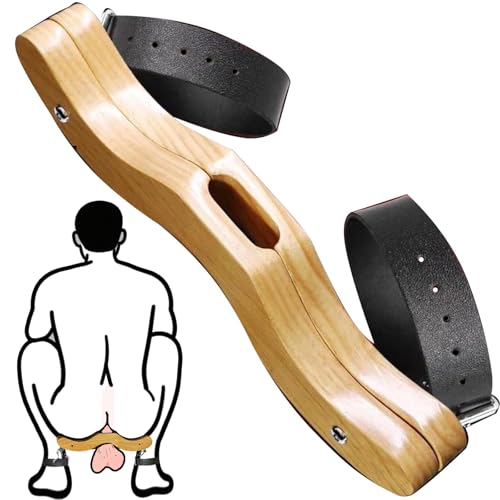 Sadodo Hodenklemme aus Holz Bondage Hoden Folter Geräte BDSM Bodenpranger Hodenpresse Männer Pranger Hodenstrecker Hodenspreizer Ball Torture Folter Sexspielzeug für Mann Sklaven Knöchelarmband