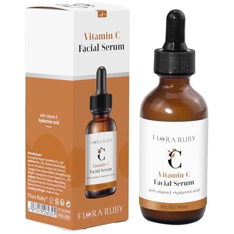 Pure Vitamin C Facial Serum Anti Aging Face Serum with Vitamin C, Hyaluronic Acid, Vitamin E & More – Brightening Serum for Dark Spots, Sensitive Skin & Wrinkles, 2 Fl Oz Cover