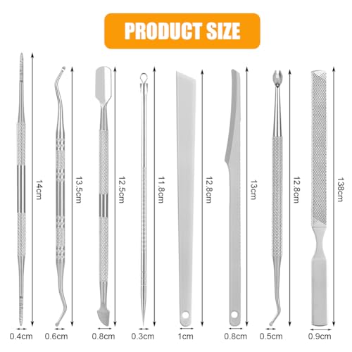 LOPHE Ingrown Toenail Tool Kit, 8 Pcs Stainless Steel Pedicure Tool Kit - Image 2