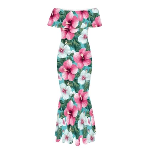 Image of Polynesian Dresses for Women Off Shoulder Maxi Dress Puletasi Samoan Dresses S-7XL