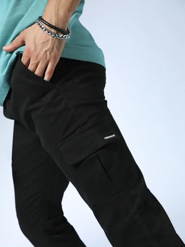 Image of Hubberholme Men's Regular Fit Cotton Trousers, Ankle Length Elastic & Drawstring Waist Cargo Chinos