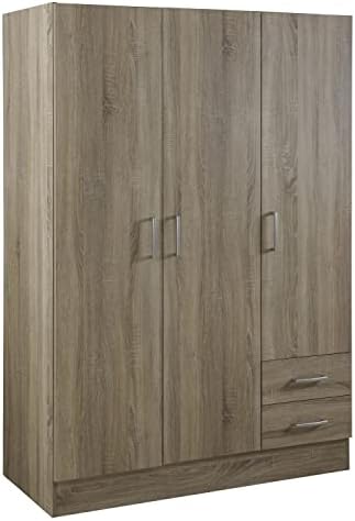 Armadio 2 Ante VOWNER 80x180x48cm - Con 3 Cassetti E Specchio, Legno Ingegnerizzato Bianco - Foto 5