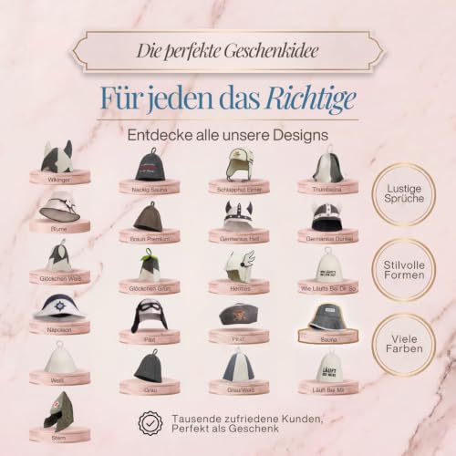 LoWell Saunahut aus Filz für Herren & Damen – Hitzeschutz, mit Aufschrift – Ansicht 6