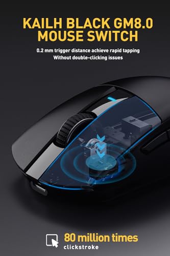 Image of DAREU A950pro 4K Wireless Gaming Mouse:55g Ultra-Lightweight,4KHz Polling Rate,PAW3395 Optical Sensor,26K DPI,6 Programmable Buttons,Support 15min Fast Charging &Tri-Mode Connection (Black)