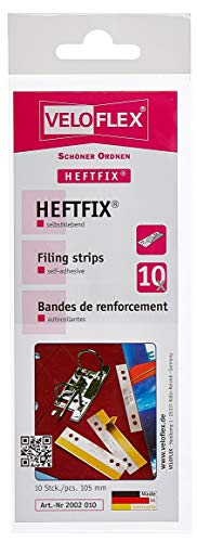 VELOFLEX DOPPELHEFTFIX Heftstreifen - Selbstklebend, 6x10 Cm, Glasklar, 10er Pack