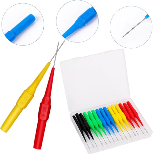 Image of 19pcs Test Back Probe Pin,0.7mm Test Probes Pins Insulation Piercing Needle Wire Piercing Probes Insulation Back Probe Non-Destructive Pin, Multimeter 4mm Banana Socket for Car Tester