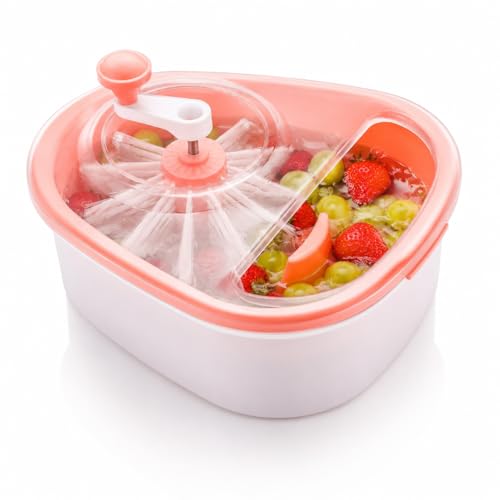 Image of Manual Fruit and Vegetable Cleaner Basket, Food Washer, Deep Cleaning Produce Rinse Bowl, Kitchen Strainer for Fruits and Vegitable, Pink