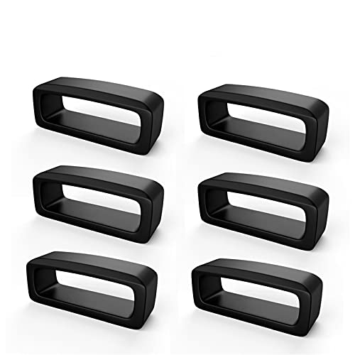 6 Stück Verschlussring Kompatibel mit Garmin Vivomove/Vivomove Hr/Vivoactive 3 / Forerunner 645 / Forerunner 645 Music Silikon Armband Verschluss Ring Sichere Schleife (Schwarz) Cover