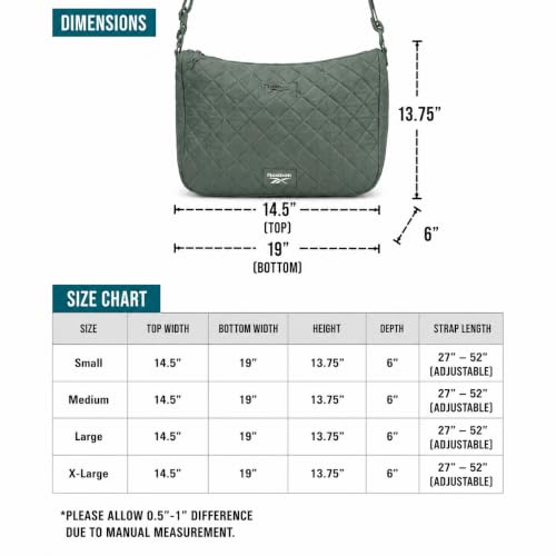 Image of Reebok Womens Crossbody Bag - Lightweight Stylish Nylon Quilted and Non-Quilted Everyday Crossbody Sling Bags for Women